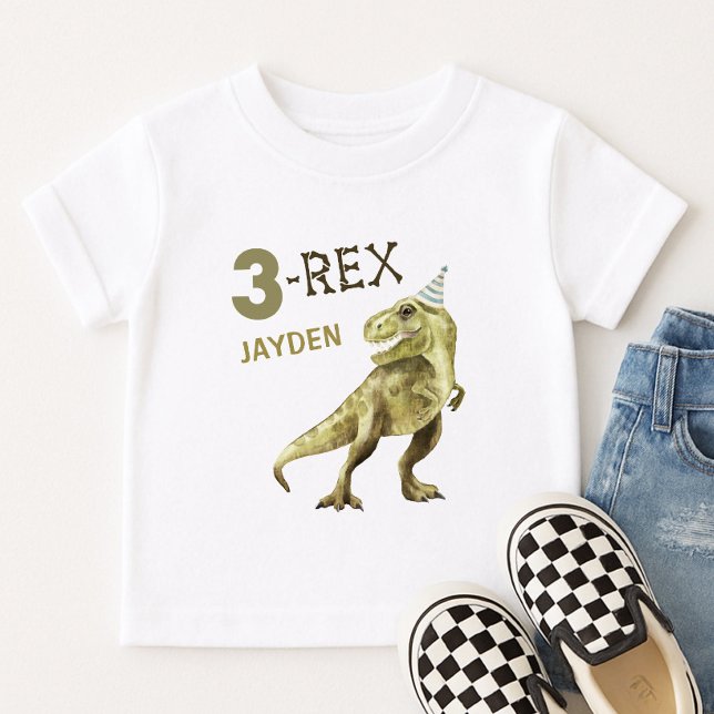 3-Rex Söt Dinosaurie Tre Rex Födelsedagsfest Namn T Shirt (Skapare uppladdad)