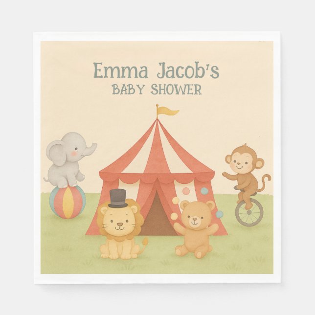 3 Ring Circus Baby Shower Pappersservett (Framsidan)