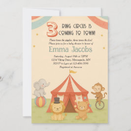3 Ring Circus Triplet Baby Shower Invitation Inbjudningar