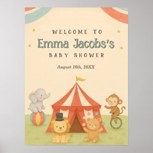 3 Ring Cirkus Baby Shower Välkomstskylt Poster