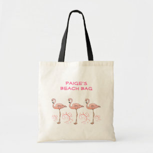 3 roliga rosa Flamingos virvlar runt Tygkasse