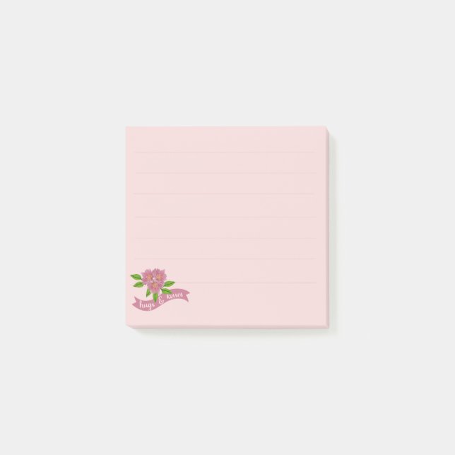 3 Rosa Blommor Post-It-lappar Post-it Block (Framsida)