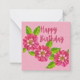 3 Rosa Flowers Birthday önskemål Note Card Anteckningskort