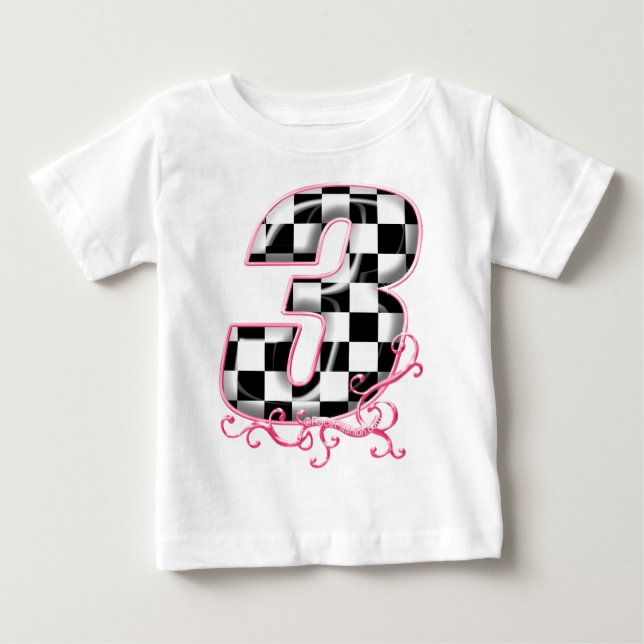3 rosa för kontrollerat flagga tee shirt (Framsida)