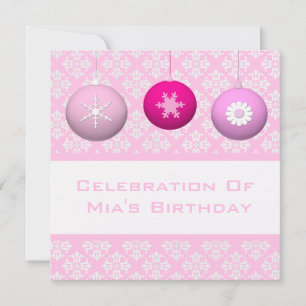 3 Rosa Snowflake Flower Ornaments Inbjudningar