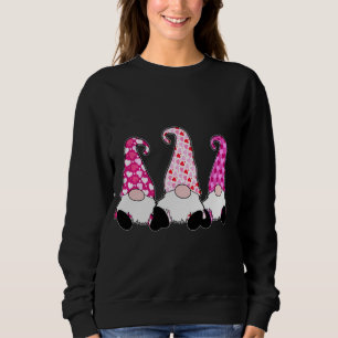 3 Rosa Valentine Gnomes Cute Elves Hearts Kärlek e T Shirt