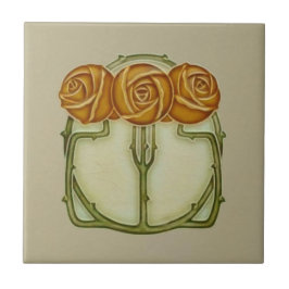 3 Rosor Repro Antique Ceramic Tile Kakelplatta