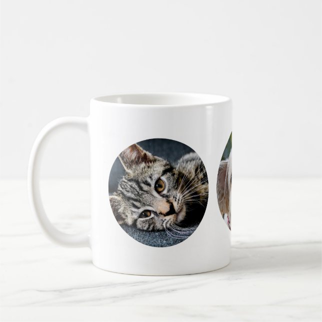 3 ROUND-foton gör din egen nya sällskapsdjursbehål Kaffemugg (Vänster)