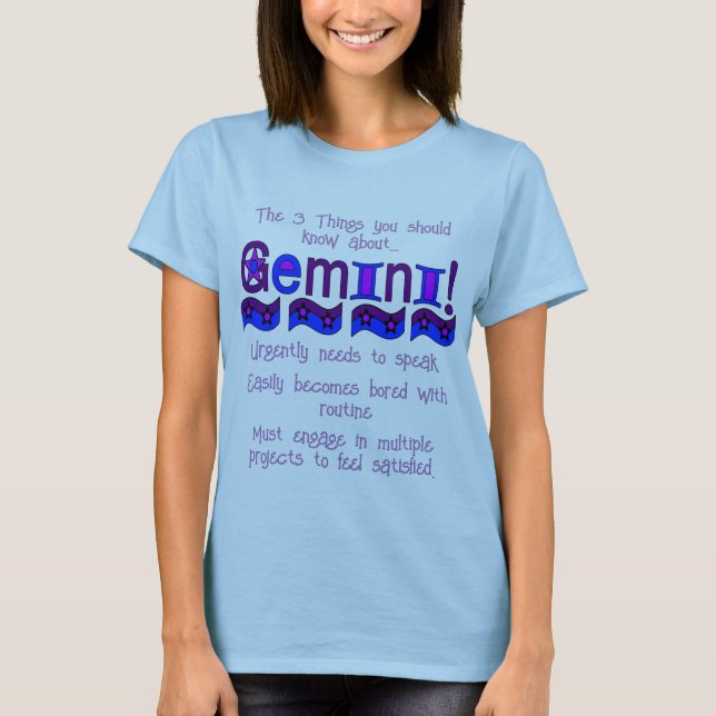 3 Sak du bör känna till Gemini T-Shirt (Framsida)