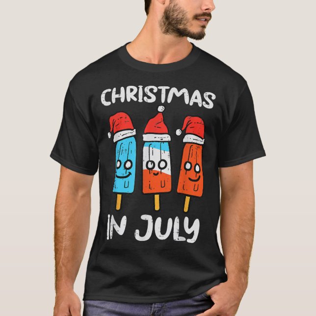 3 Santa Popsicles Christmas In July Cute Summer Xm T Shirt (Framsida)