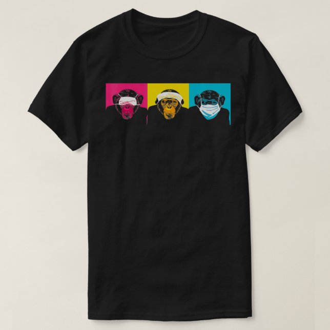 3 Se inte hörselspråk, munkoner, ont Wise Chimpa T Shirt (Design framsida)