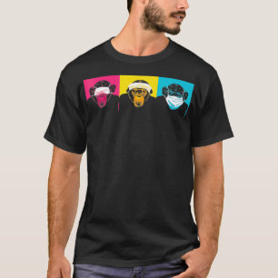 3 Se inte hörselspråk, munkoner, ont Wise Chimpa T Shirt
