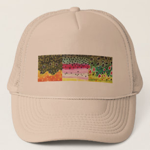 3 Skinsar: Brook, Rainbow, Brown - Flygfiske Keps