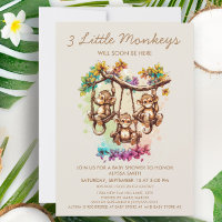 3 små apor Triplet Baby Shower