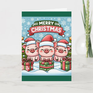 3 små svin som önskar God jul Tack Kort