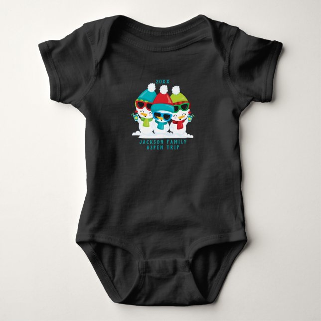 3 Snömannen jul vinter familj anpassad text T Shirt (Framsida)