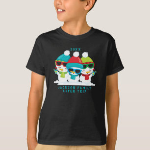 3 Snömannen jul vinter familj anpassad text T Shirt