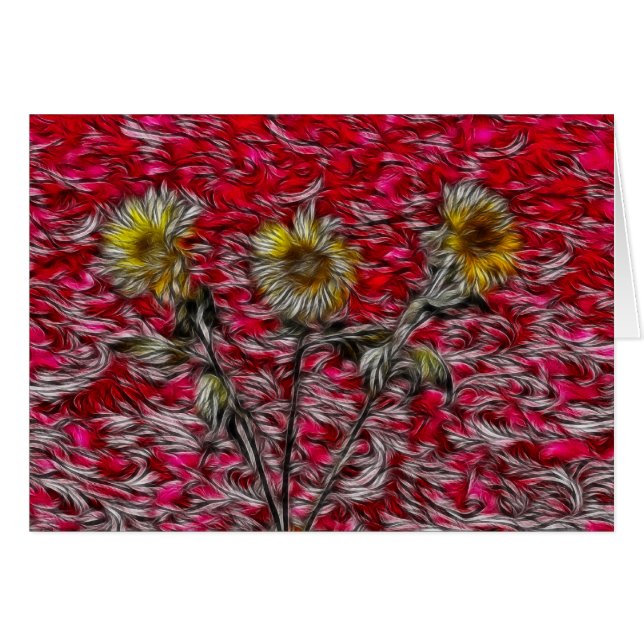 3 solrosor hälsningskort (Framsidan Horizontal)