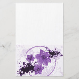 3 Söt Flowers - Lila Brevpapper