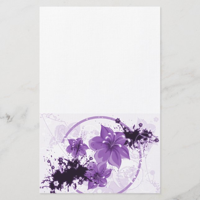 3 Söt Flowers - Lila Brevpapper (Framsida)
