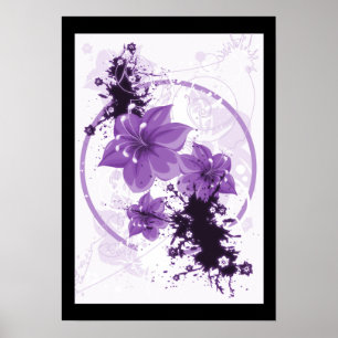 3 Söt Flowers - Lila Poster