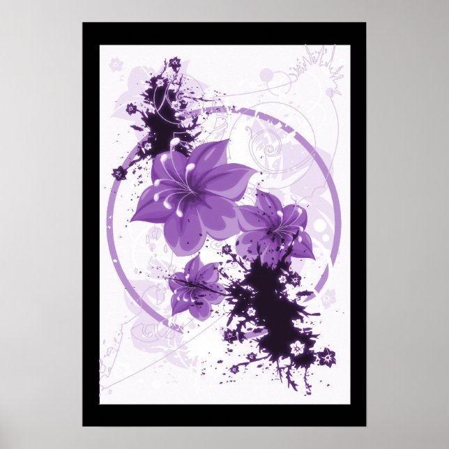 3 Söt Flowers - Lila Poster (Framsidan)