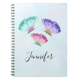 3 Söt Pastel Watercolor Butterflies Anteckningsbok