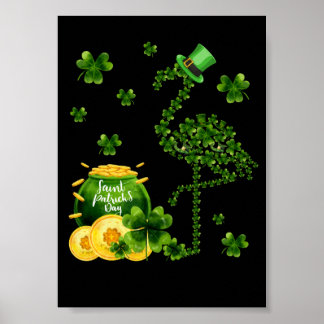 3 Söt Shamrock Flamingo St Patrick Flamingo Älskar Poster