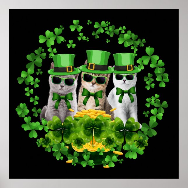 3 söta tre katter St Patrick present Kitty irländs Poster (Framsidan)