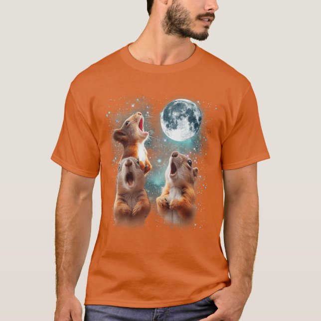 3 Squirrel Moon Howling Squirrel Head Funny for Me T Shirt (Framsida)