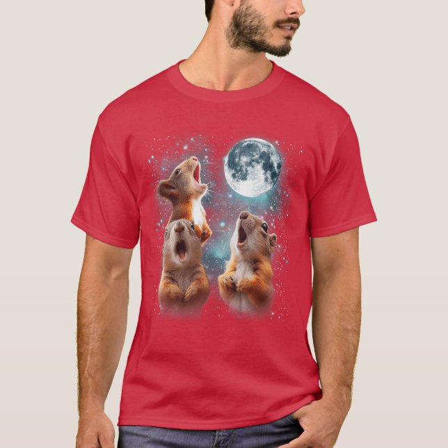 3 Squirrel Moon Howling Squirrel Head Funny for Me T Shirt (Framsida)