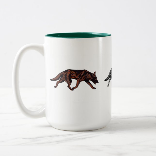 3 stam- tyskshepherds Två-Tonad mugg (Vänster)