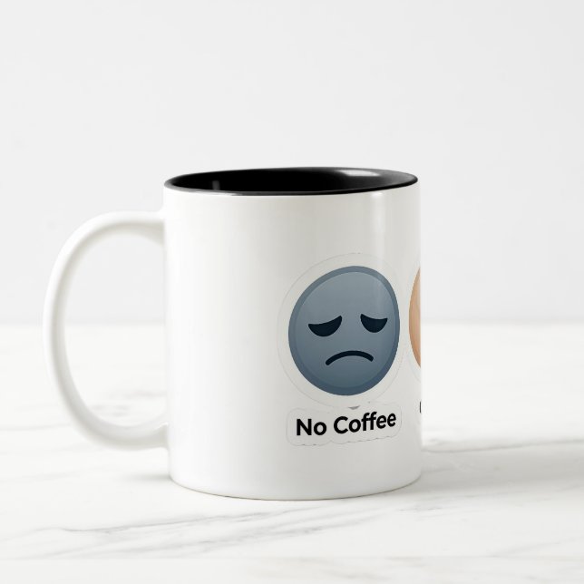 3 stämningar av kaffe Rolig kaffeälskare design Två-Tonad Mugg (Vänster)