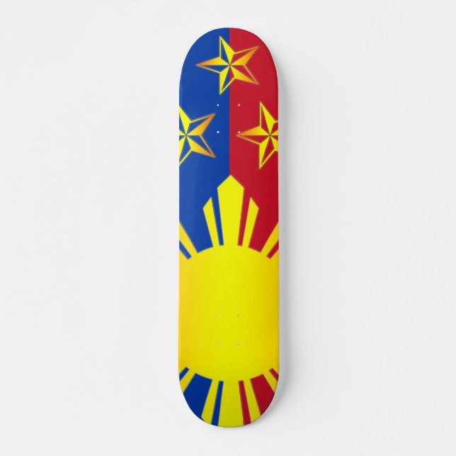 3 stjärnor och sol Philippines (skateboarden) Skateboard Bräda 21,5 Cm (Framsida)