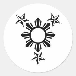 3 stjärnor och sol runt klistermärke
