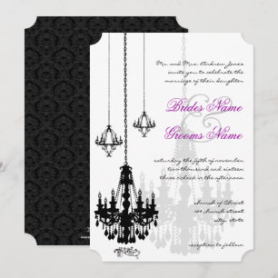 3 Svart chandeliers Shadows Wedding-inbjudningar Inbjudningar