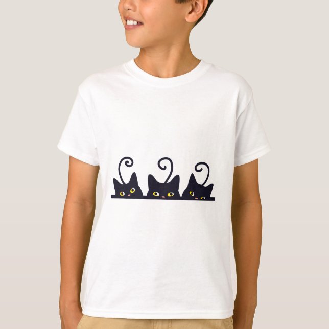 3 Svarta katter Lovers Design Women Manar Gir T Shirt (Framsida)