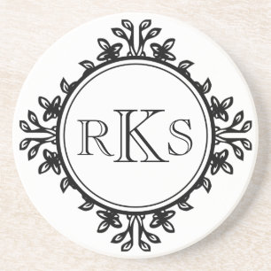 3 svartvit brev-royal löv gräns underlägg sandsten