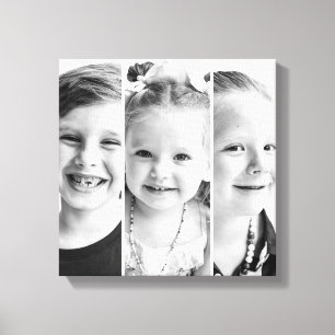 3 Svartvita utskrifter på sträckt canvas