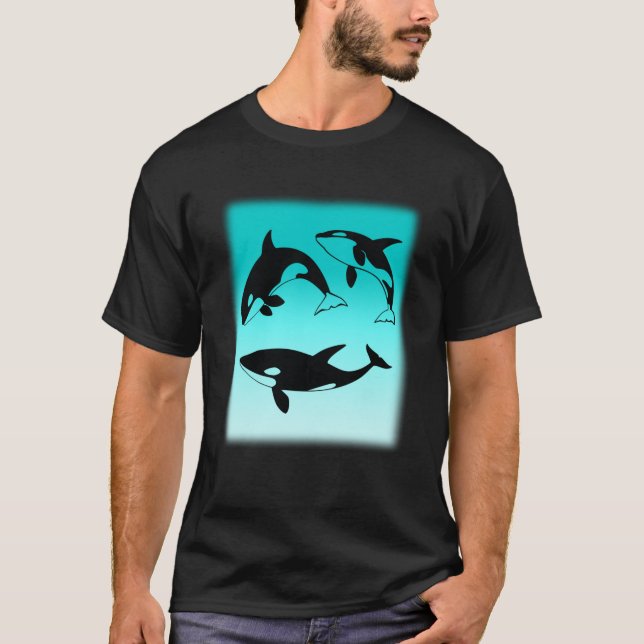 3 Swimming Orcas T Shirt (Framsida)