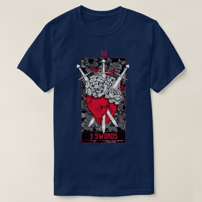 3 Swords Tarot d Red T Shirt (Design framsida)