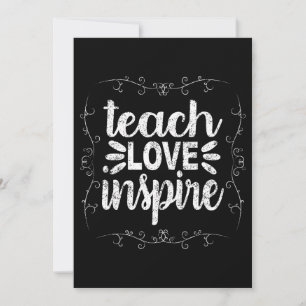 3- Teach Kärlek Inspire Shirt, Retro Vintage Lärar Inbjudningar