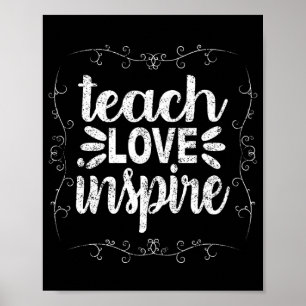 3- Teach Kärlek Inspire Shirt, Retro Vintage Lärar Poster