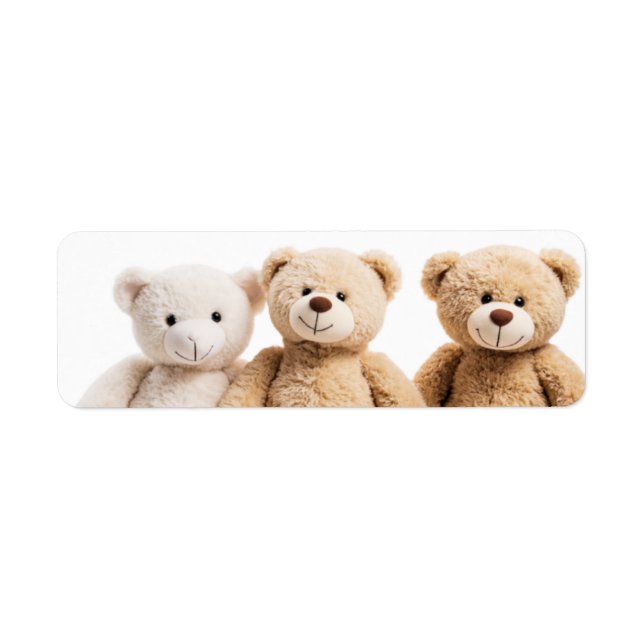 3 teddy bears  returadress etikett (Framsidan)