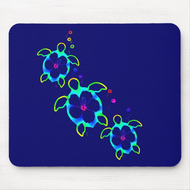 3 Tie färgade Honu sköldpaddor Musmatta (Framsidan)