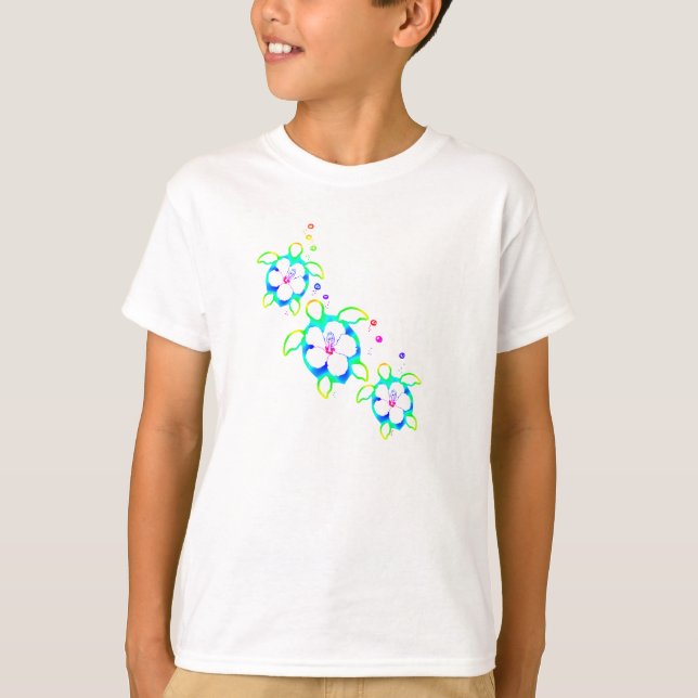 3 Tie färgade Honu sköldpaddor T Shirt (Framsida)