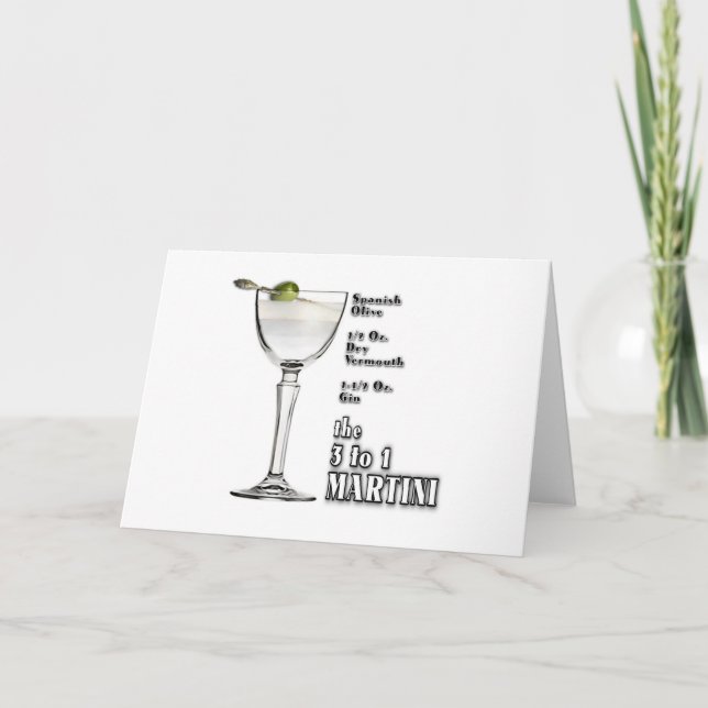 3 till 1 (Blöt) Martini Cocktail-märkta gratulatio Kort (Framsida)