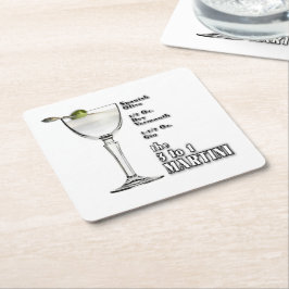 3 till 1 (Våt) Martini Cocktail Recept Konst Underlägg Papper Kvadrat