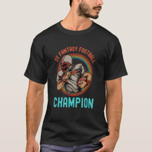 3 Time Champion Fantasy Football Draft Party T Shirt