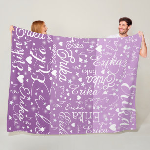 3-Toner av Lila Hearts, Stars och Musik noter Fleecefilt